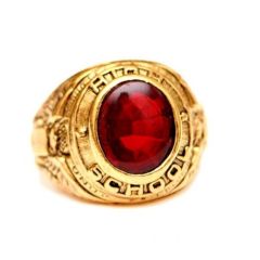 High School Graduation 18k Gold Electroplated Ring with Red Stone