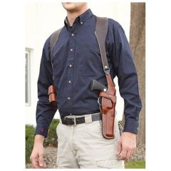 Montezuma® Vertical Leather Shoulder Holster with Mag Pouch Model 43DS