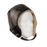 Branded Leather Wool Lined Flight Helmet